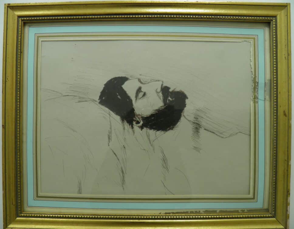 portrait de Proust sur son lit de mort dessin non signé