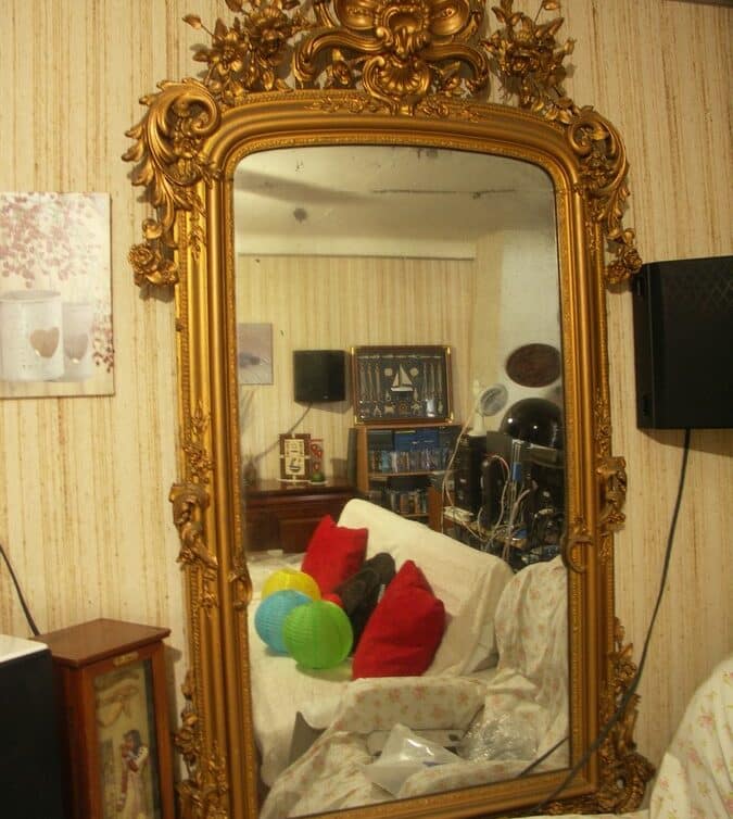 Miroir sculpture bois