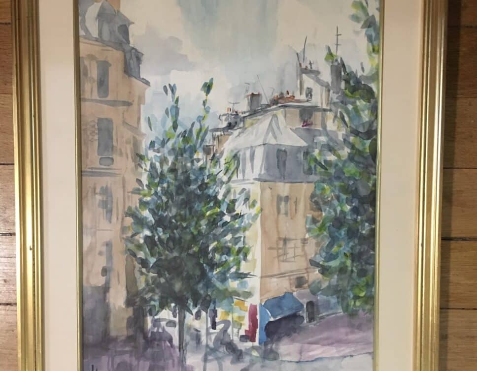 Peinture Tableau, Pastel: Aquarelle Pont aux Choux Signée Année 80