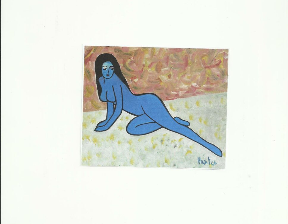 Peinture Tableau, Pastel: Femme nue bleu signe de jean louis Harter