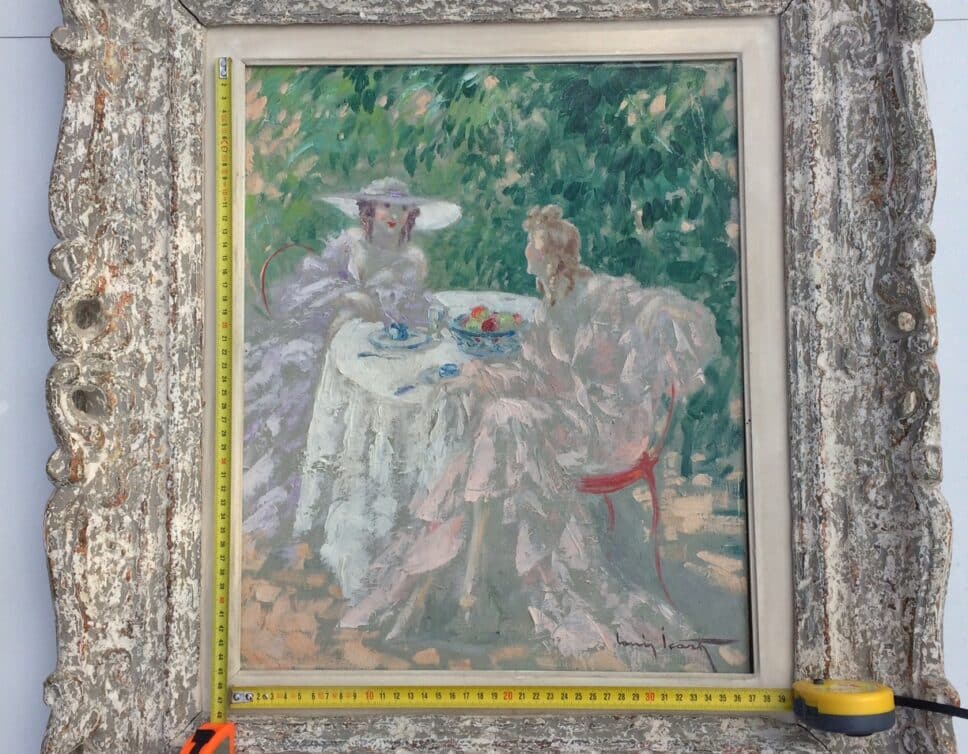 Peinture Tableau, Pastel: Thé au jardin de Louis Icart