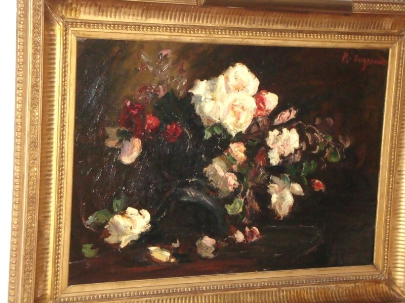 Peinture Tableau, Pastel: Bouquet de fleurs signé R.Seyssaud