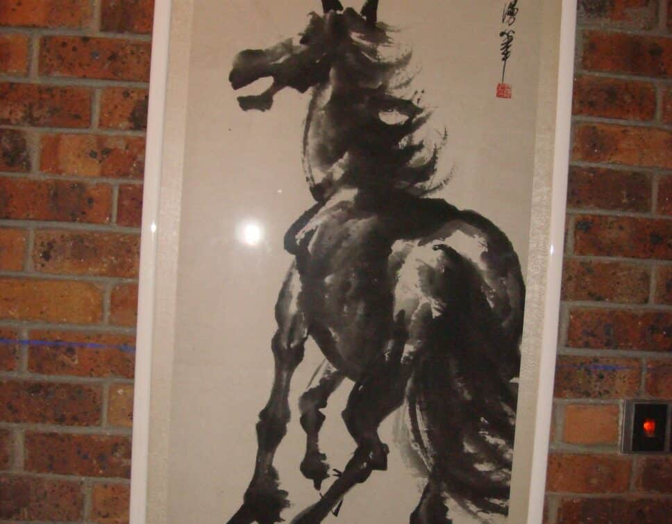 Peinture Tableau, Pastel: Tableau d’un cheval signé Xu Beihong