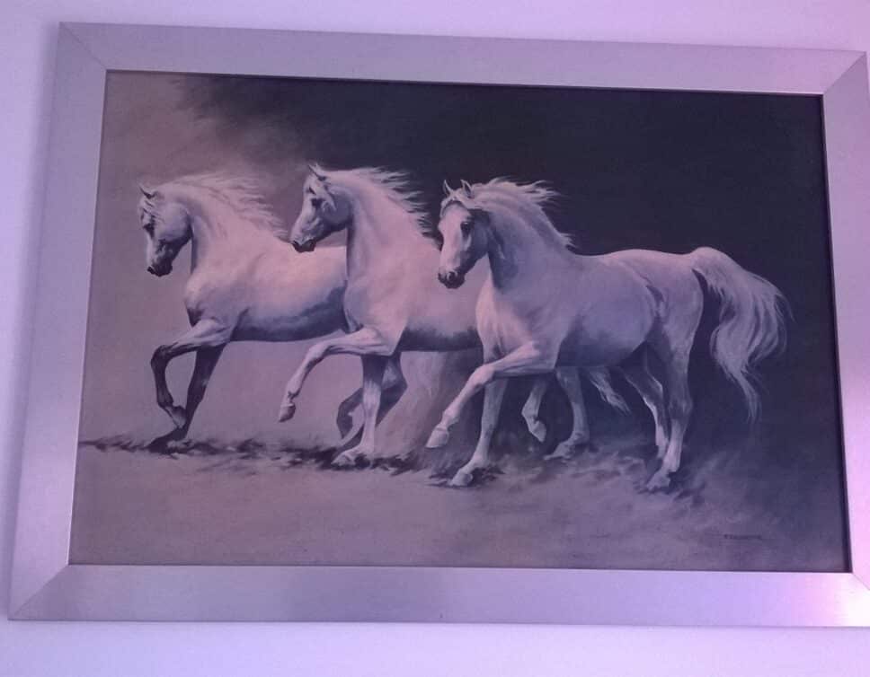 Peinture Tableau, Pastel: Tableau chevaux signé P. Fullerton
