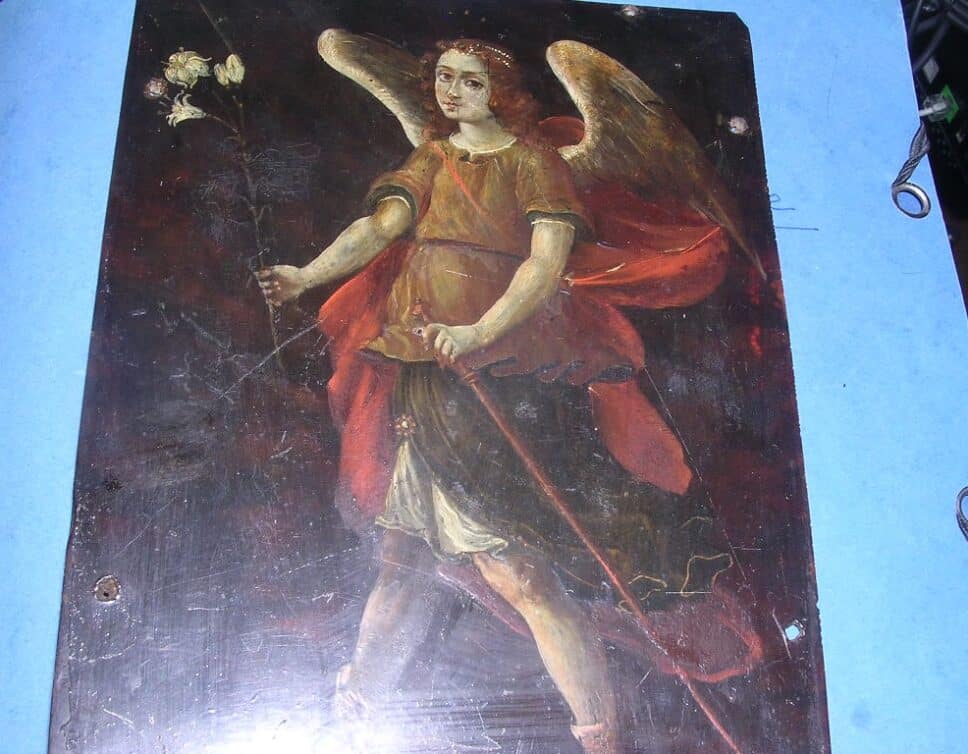 Peinture Tableau, Pastel: ange Gabriel sur écaille