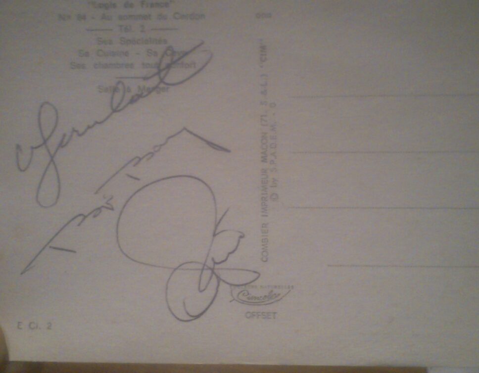 Autographe: carte postale signée Borg, Gerulatis et Panatta