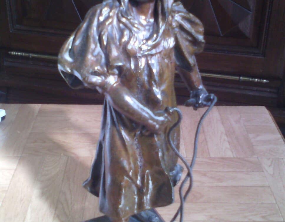 danseuse de corde en bronze sur socle de marbre