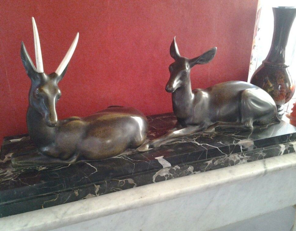 Couple antilopes en bronze