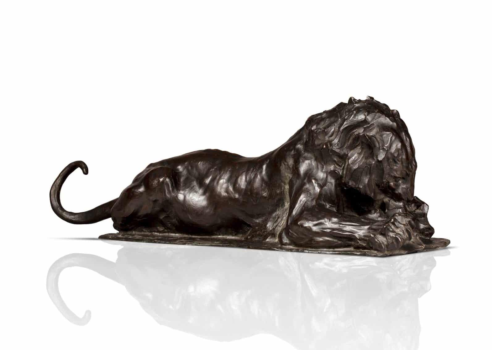 Estimation d'un lion en bronze