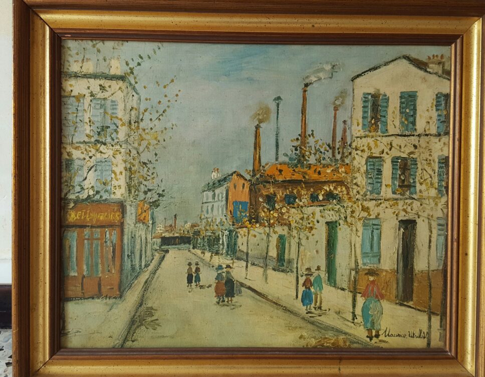 Peinture Tableau, Pastel: Tableau signé Maurice Utrillo V, rue parisienne