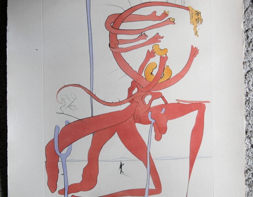 Figure rouge avec portrait de Quevedo