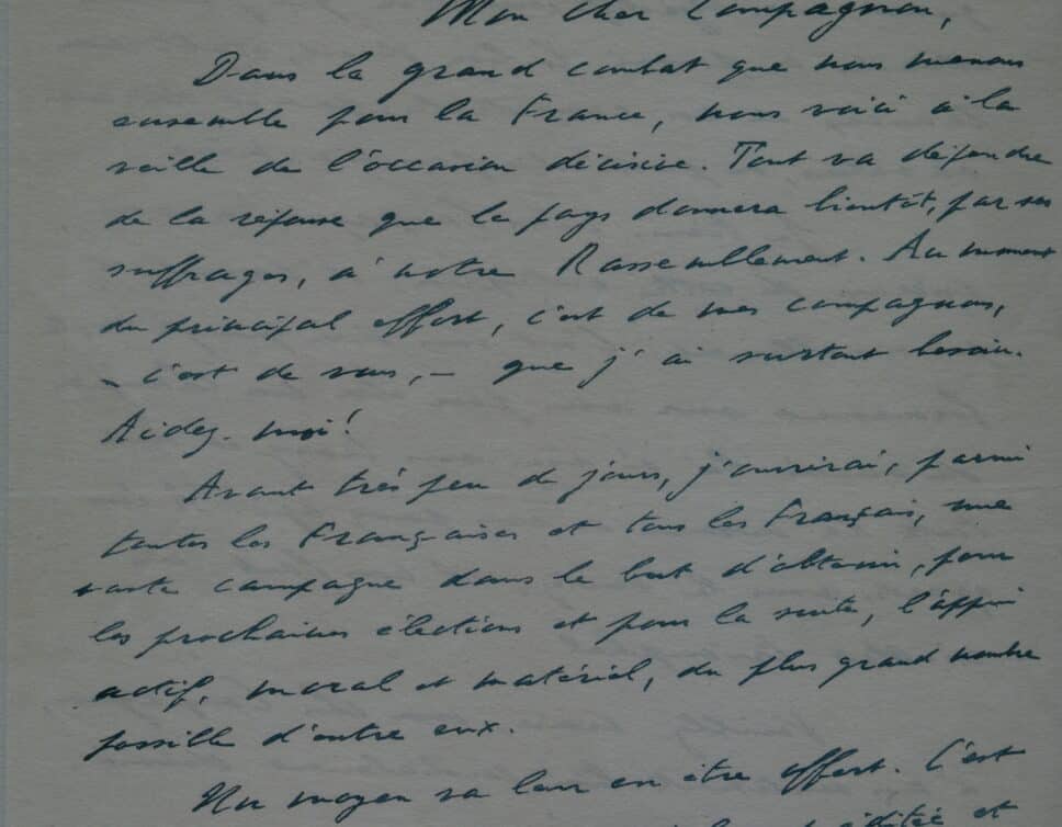 Estimation Livre, manuscrit: Lettre du général de Gaulle