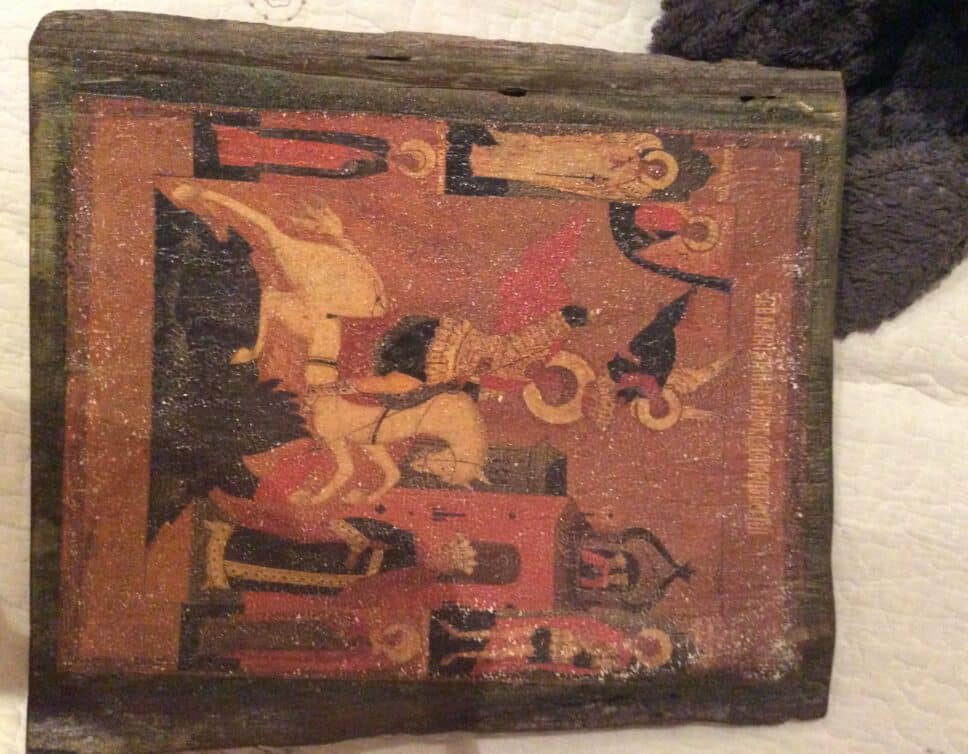 Peinture Tableau, Pastel: Icône sur bois représentant Saint Georges