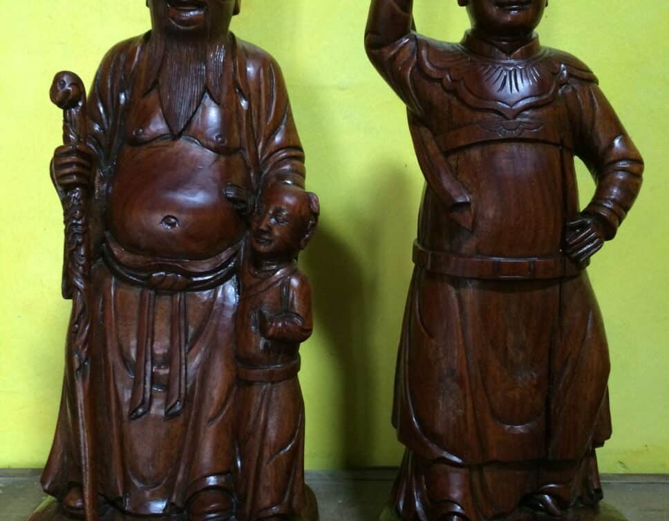 Couple plus enfant statue bois anciennes