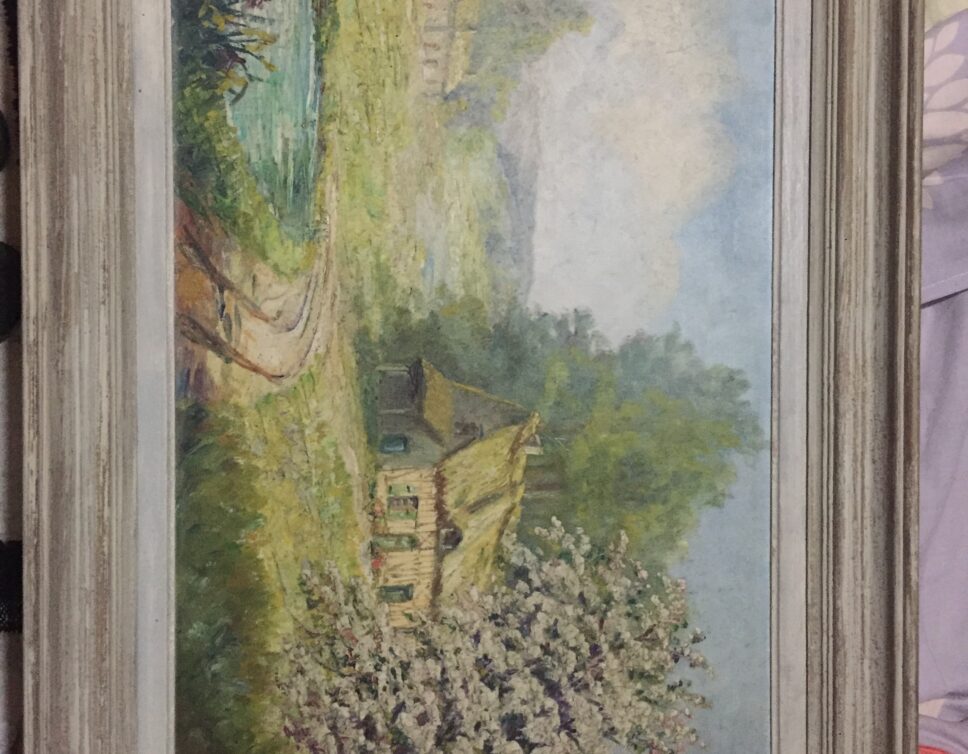 Peinture Tableau, Pastel: Chaumière à la mare au printemps N 1825