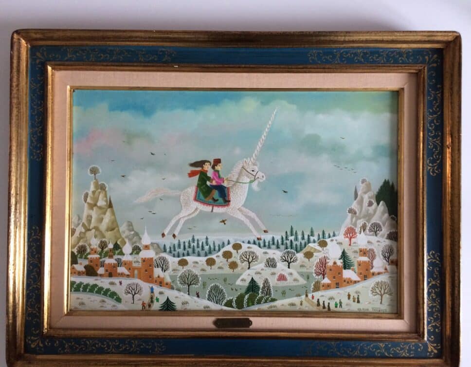 Peinture Tableau, Pastel: La licorne volante