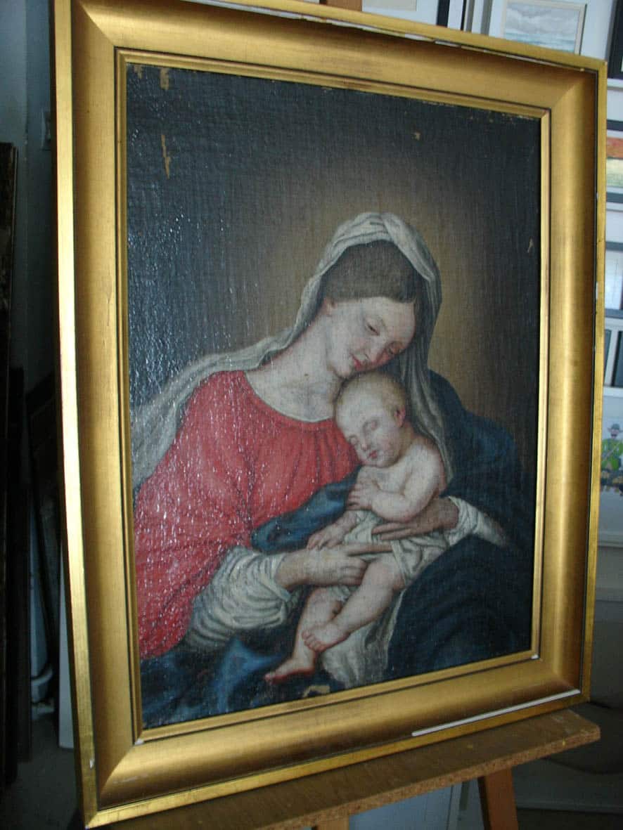 Peinture Tableau, Pastel: Vierge à l’enfant huile sur toile