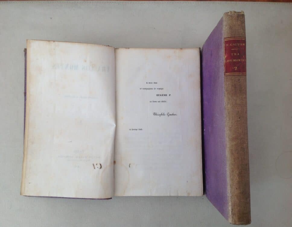 Estimation Livre, manuscrit: Les 2 tomes « Tra los montes » 1er édition dédié par Gautier à Eugène P. 1943