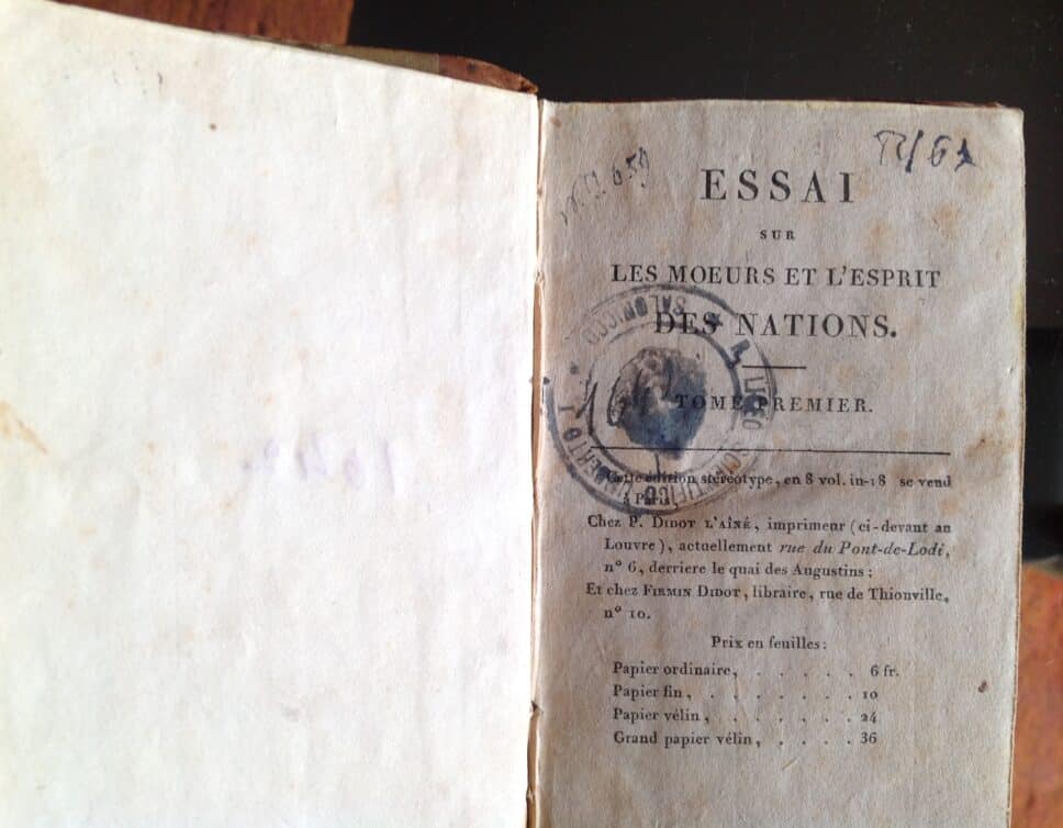 Estimation Livre, manuscrit: Voltaire