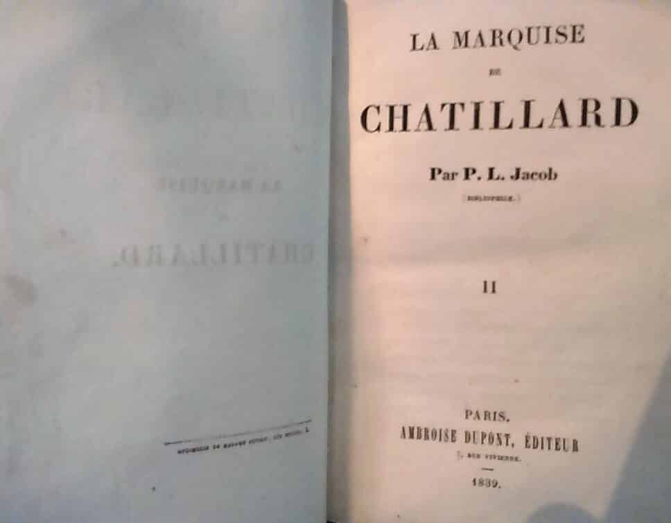 Estimation Livre, manuscrit: livre « la marquise de chatillard  » par p.l. jacob