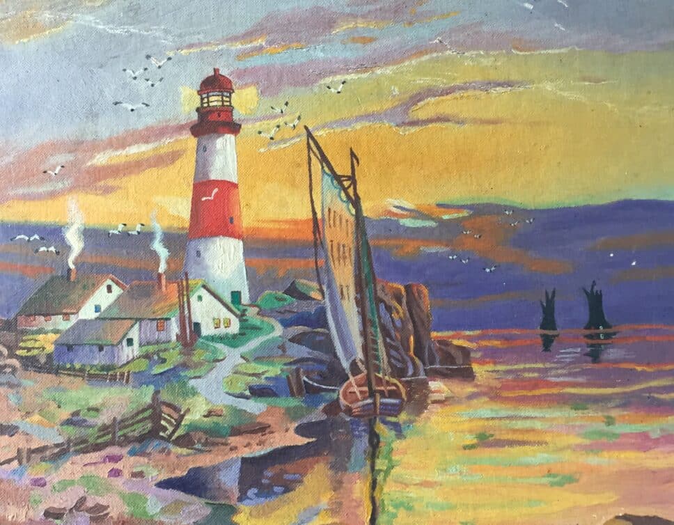 Peinture Tableau, Pastel: lighthouse tableau signe l.franck