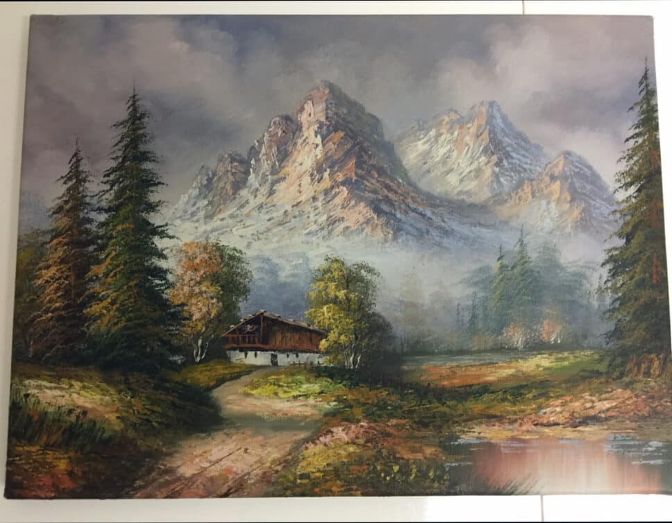 Peinture Tableau, Pastel: Paysage de montagne – H. Knauf