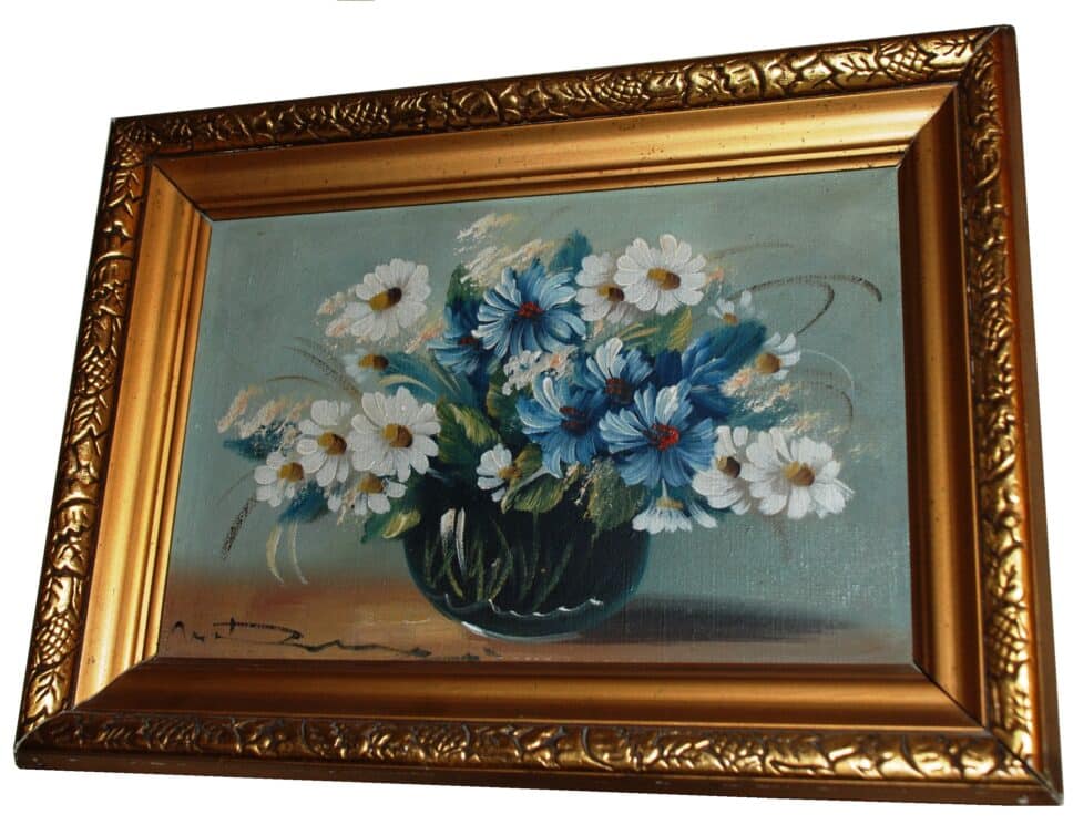Peinture Tableau, Pastel: peinture bouquet de fleurs signé