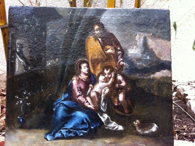 Peinture Tableau, Pastel: sainte famille. huile sur toile non signe