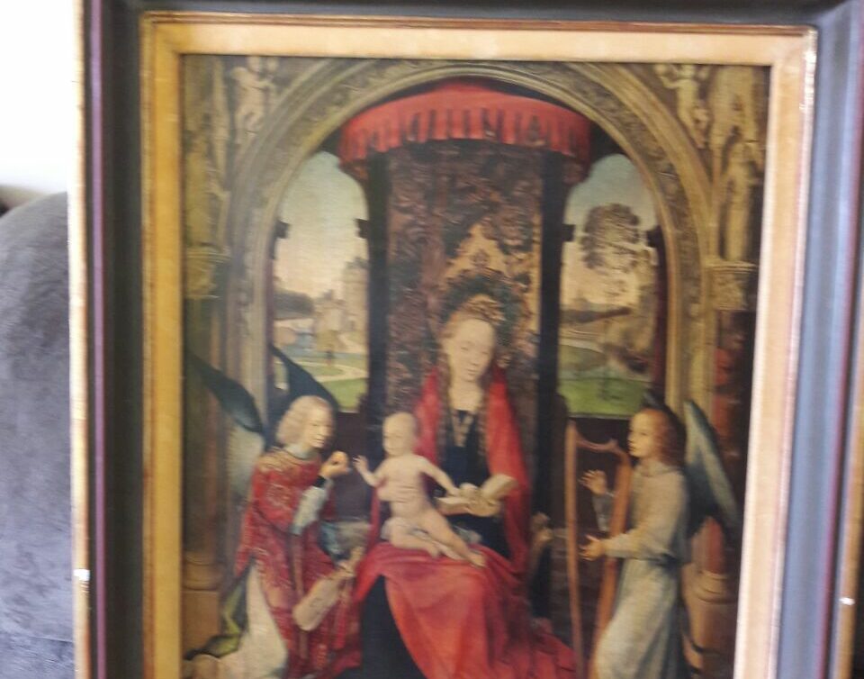 Peinture Tableau, Pastel: madonna and child enthroned with angels hans memling