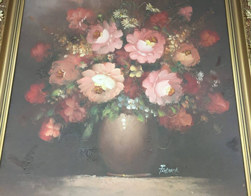 Peinture Tableau, Pastel: Tableau bouquet de fleur signé « Frederick »