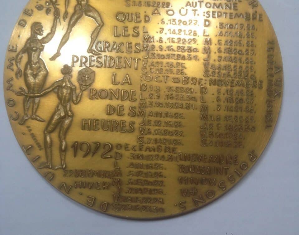calendrier de bronze 1972