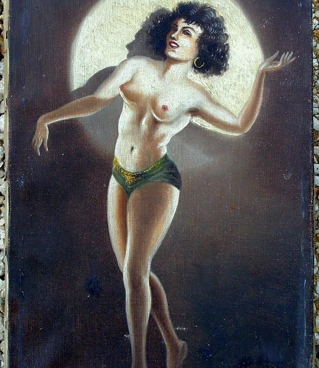 Peinture Tableau, Pastel: tableau danseuse style pinup 1950