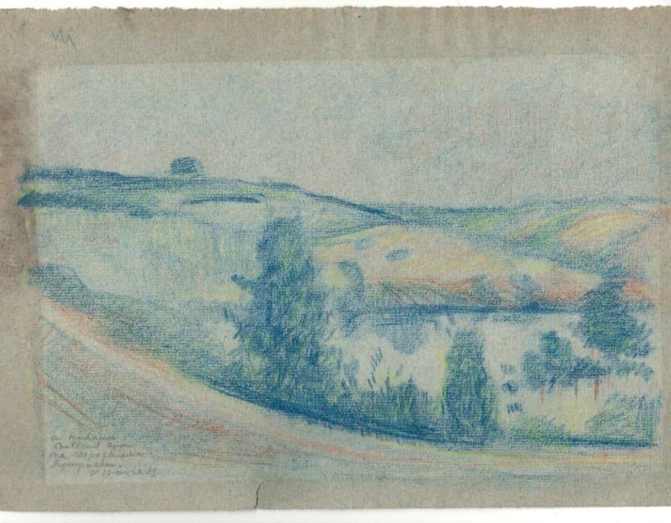 : Edouard Manet, paysage, papier, crayons de couleur
