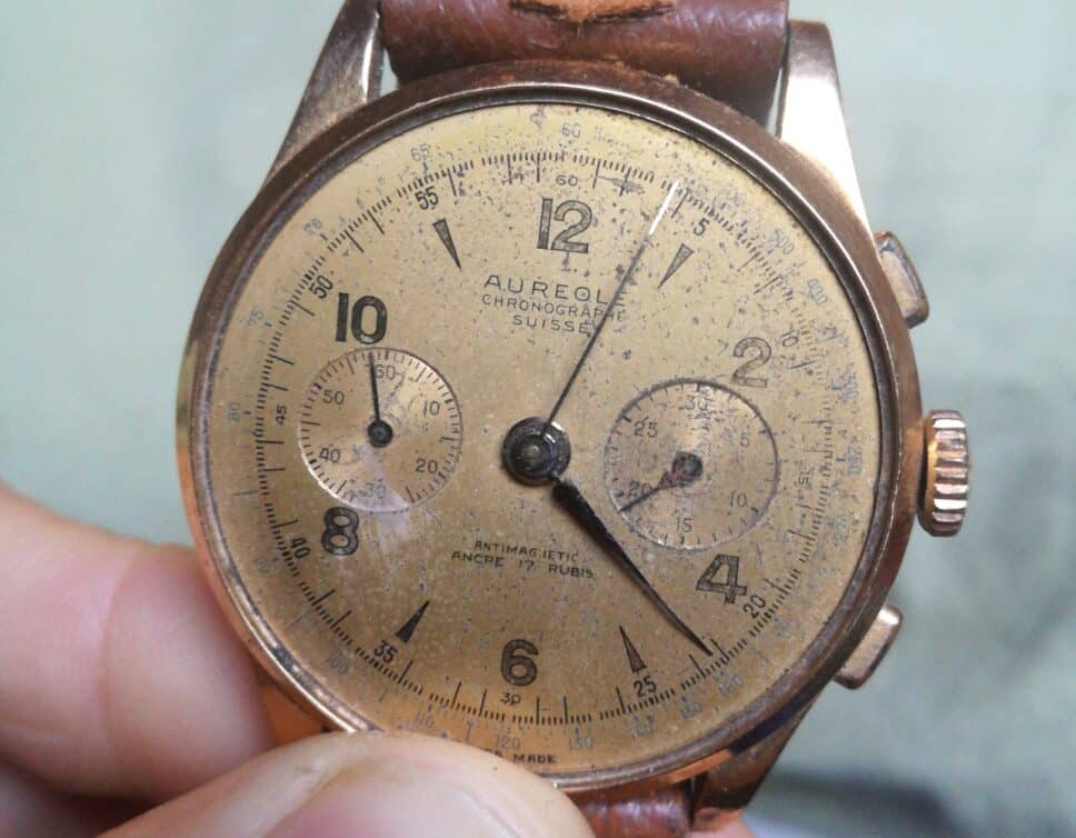 Estimation Montre, horloge: Montre Aureole chronographe suisse antimagnetic ancre 17 rubis