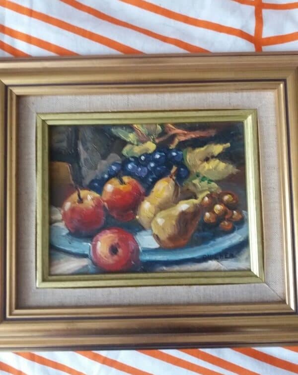 : Coupe de fruits, Guilhem, peinture sur toile.