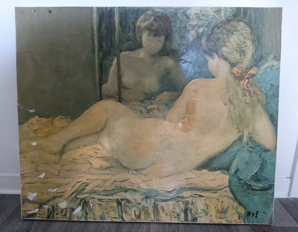 : Marcel Dyf, femme nue devant miroir, peinture à l’huile sur toile