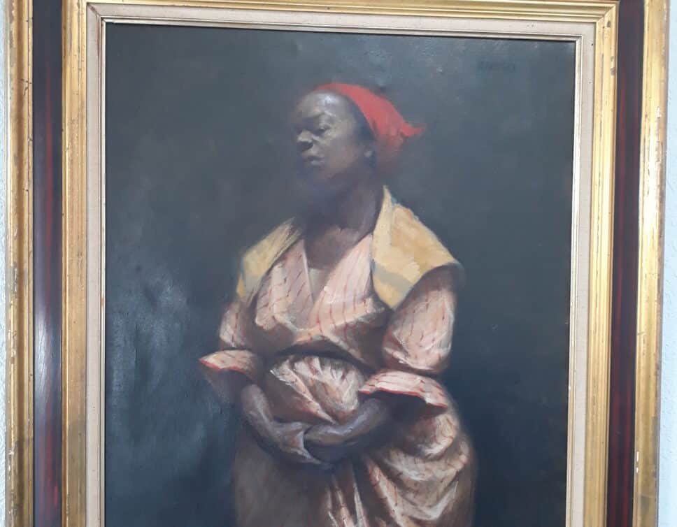 : Hamdell, portrait de femme noire sur bois