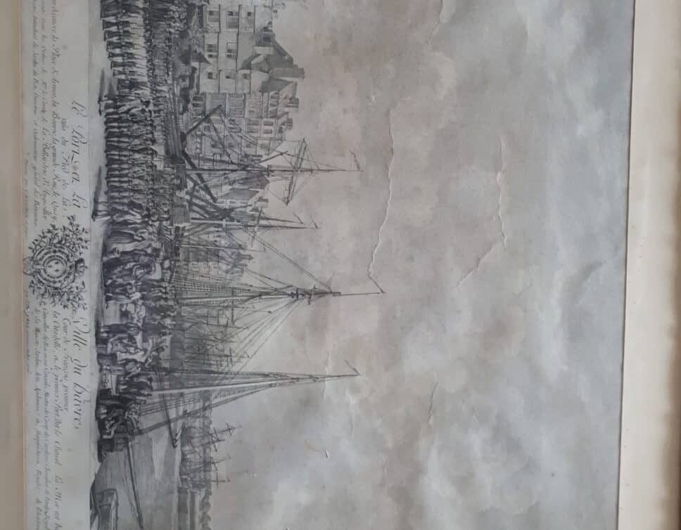 Gravure Port du Havre de J.Ph Lebas d’après dessin de C.N Cochin Série ds Ports de France n°16 1776