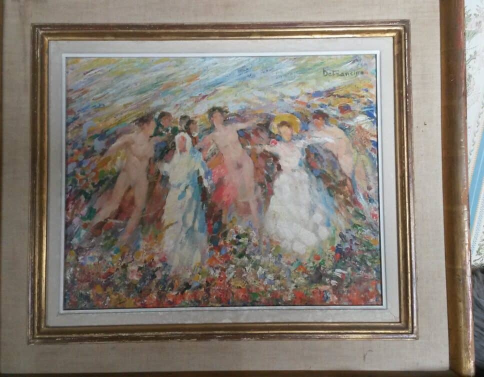 : Pietro De Francisco (Italien 1873/1969) Peinture sur toile 1959 Fête avec femmes nues  ?
