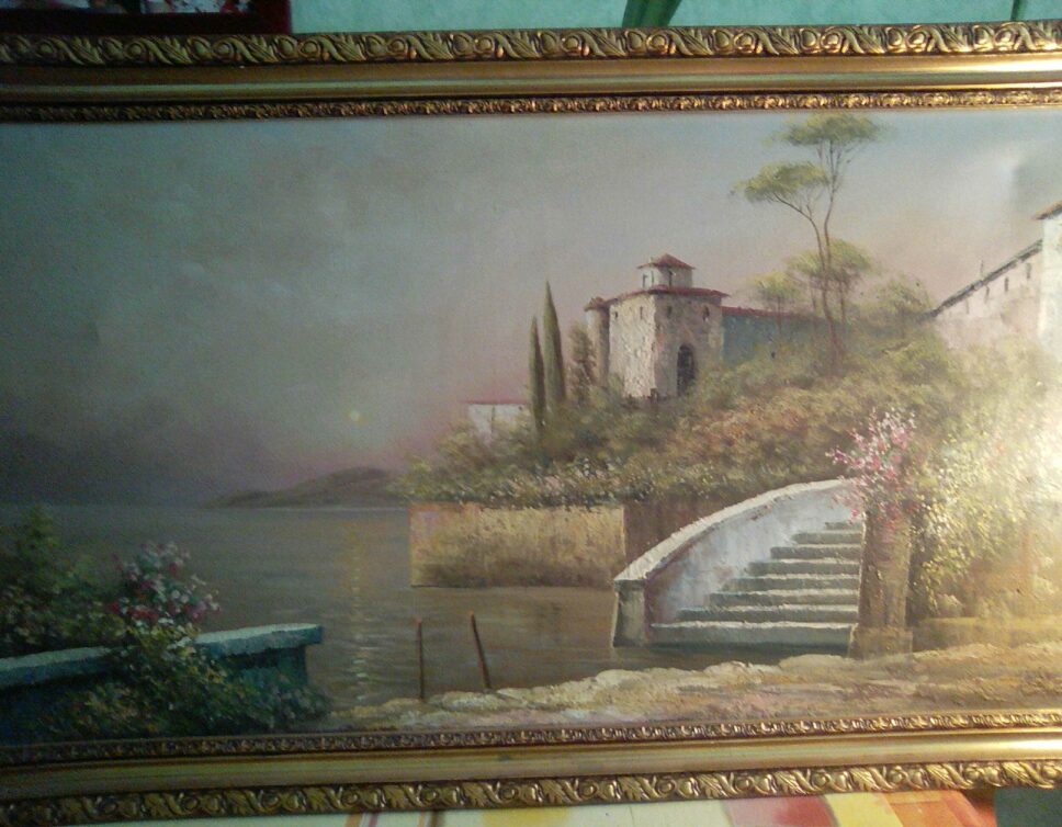 Peinture Tableau, Pastel: Tableau romano rossini lac