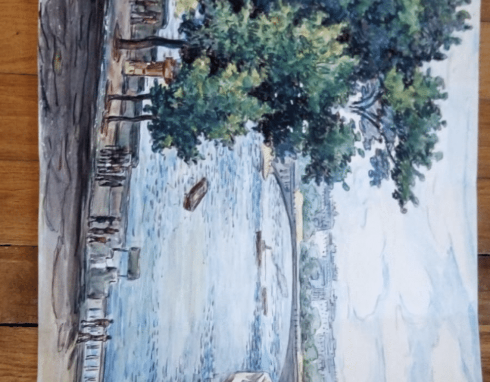 Peinture Tableau, Pastel: La Seine
