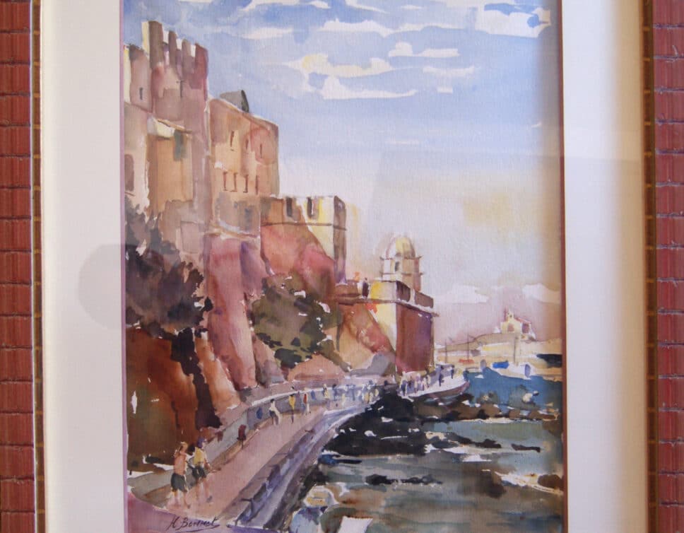 : Paysage de Collioure, peintre H Bonnet, peint sur toile