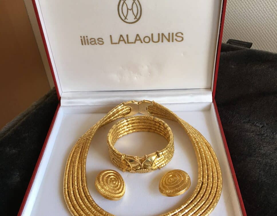 : Parure ilias Lalaounis, tour de cou, bracelet et boucles d’oreille