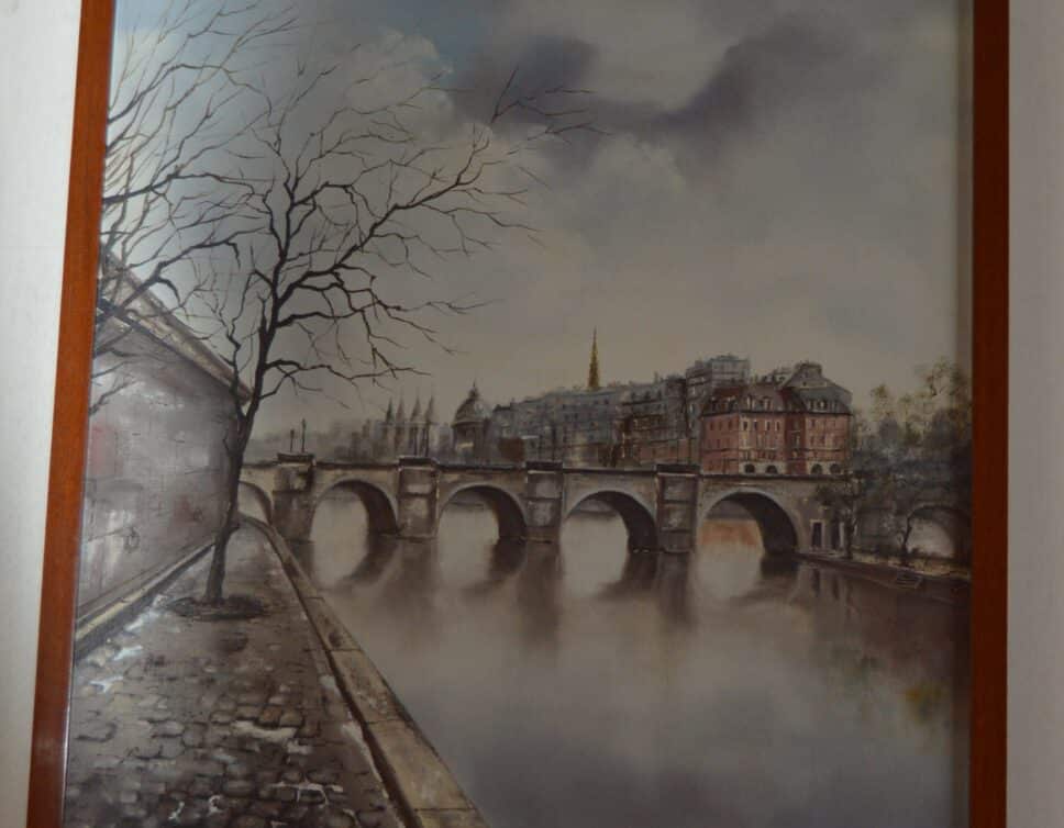 Peinture Tableau, Pastel: quais de Seine à Paris et un pont proche de la mégisserie de Claude Mourier
