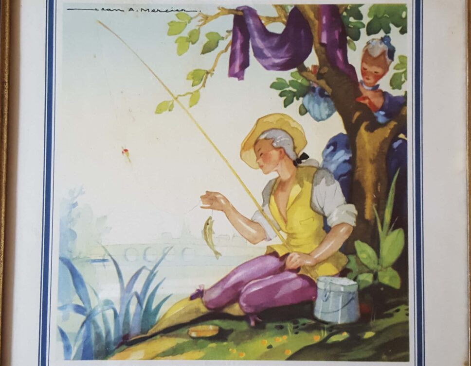 Lithographie de Jean Adrien Mercier – Le Petit Poisson et le pêcheur