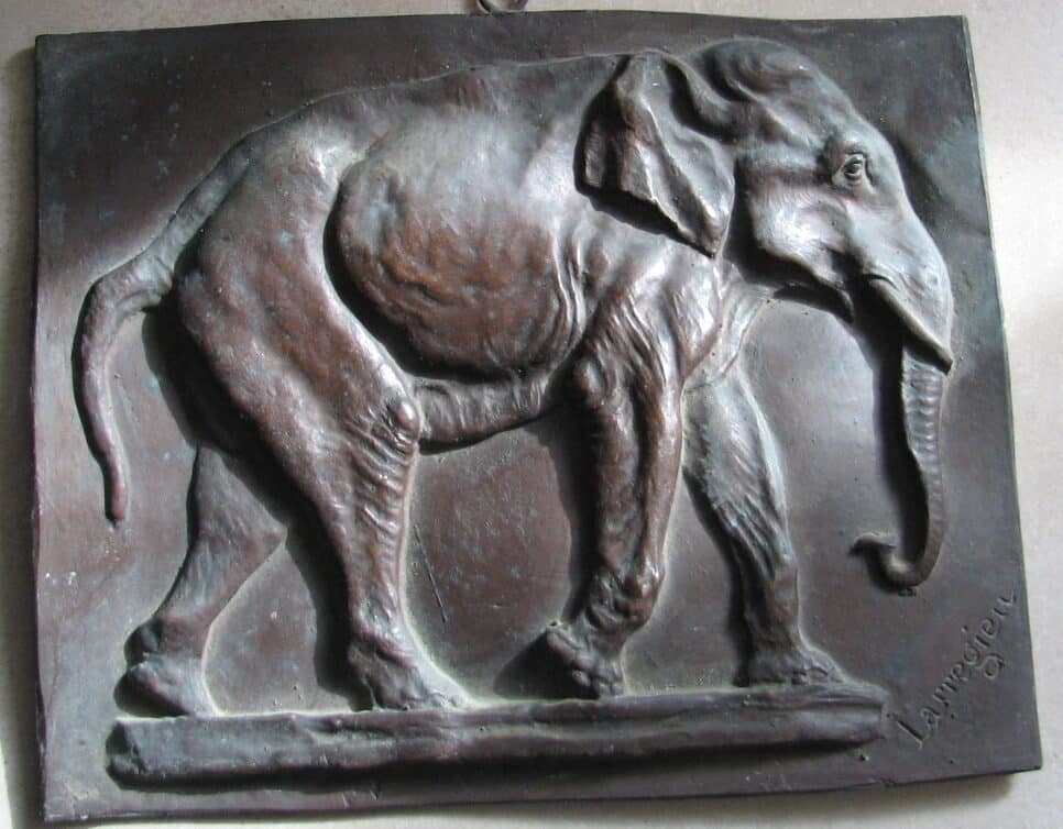 : Elephant Fulbert-Pierre Larregieu, plaque de bronze