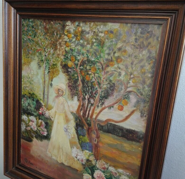 Peinture Tableau, Pastel: Blanche et le jardin de l’orangerai