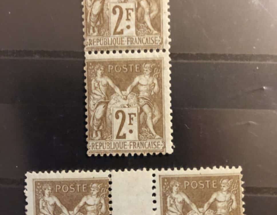 Timbres 2f bistres 1900