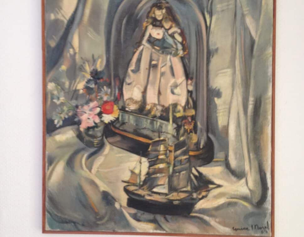 : Louise Morelle, peinture morte, toile 1957