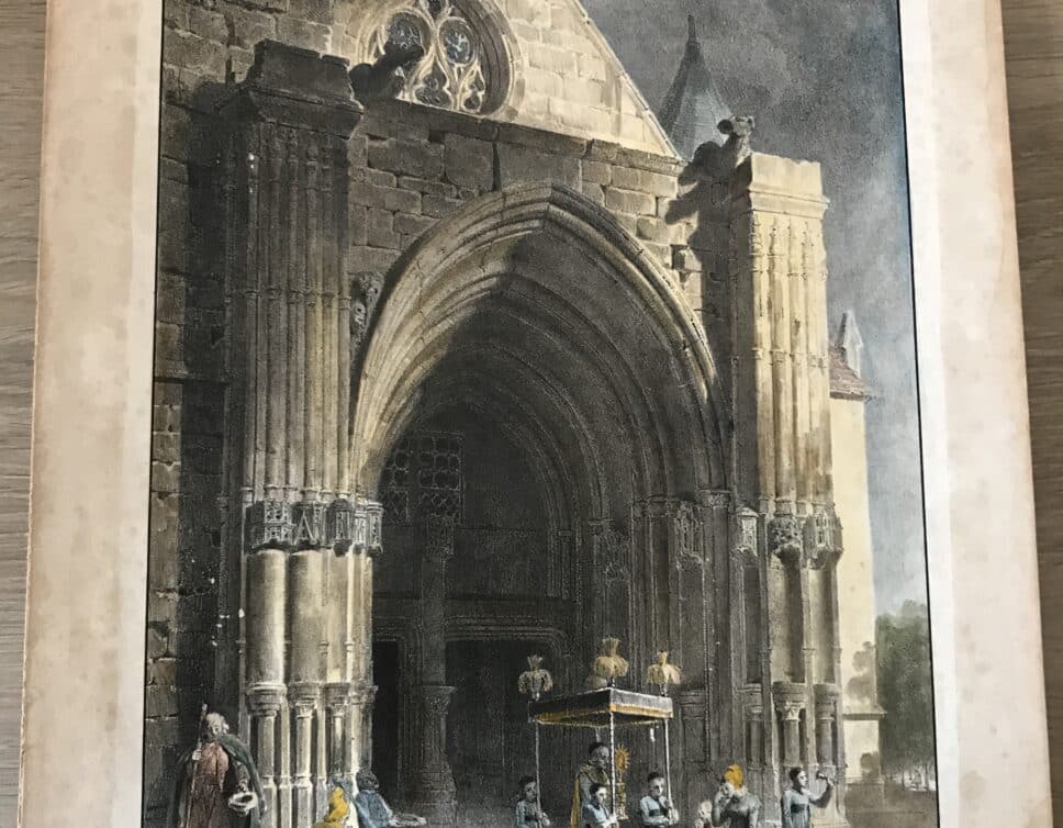 Lithographie entrée de l’église de Lillebonne
